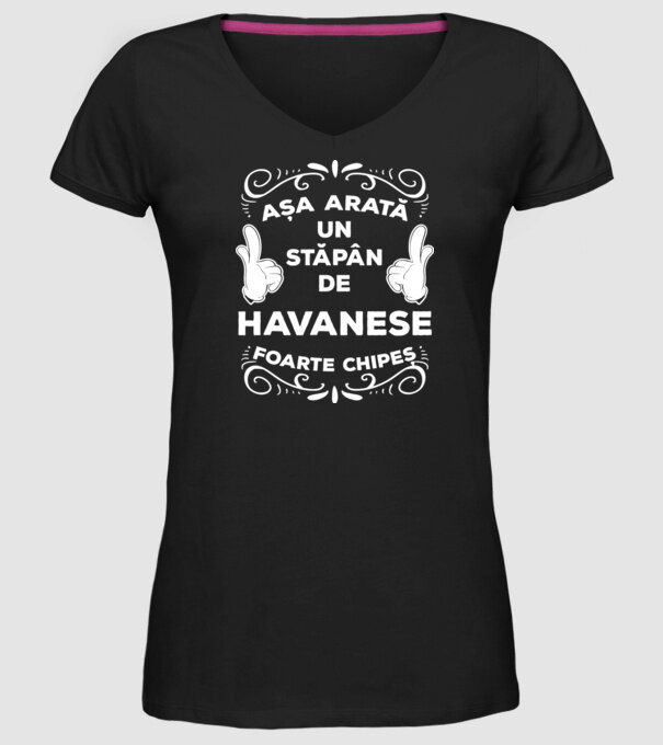 Așa arată un stăpân de Havanese foarte chipeș model negru pe tricou