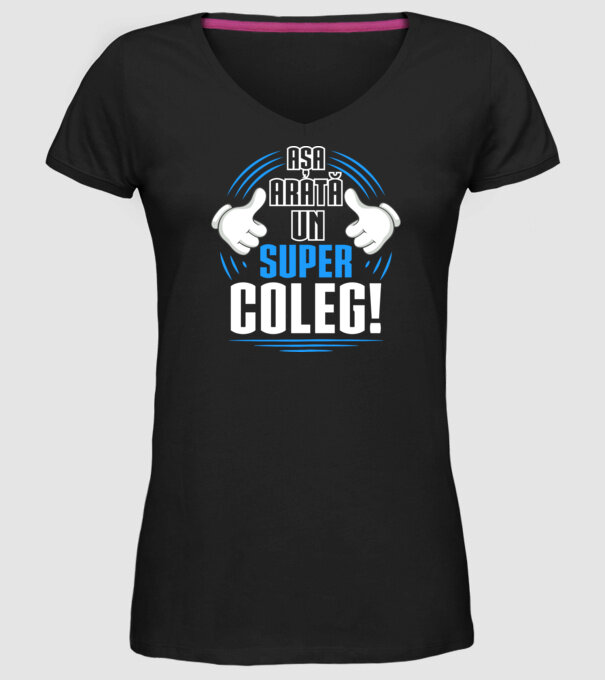 Așa arată un super coleg D4769145 model negru pe tricou