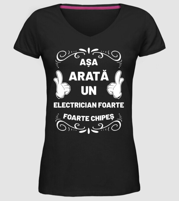 Așa arată un electrician foarte chipeș model negru pe tricou