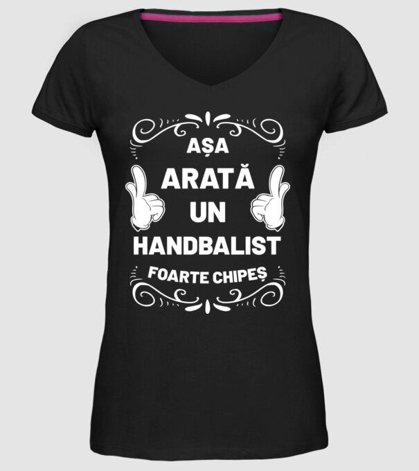 Așa arată un HANDBALIST foarte chipeș model negru pe tricou