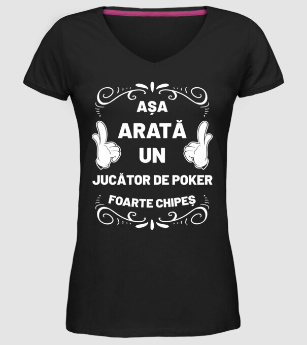 Așa arată un JUCĂTOR DE POKER foarte chipeș model negru pe tricou