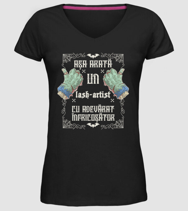 Așa arată un LASH-ARTIST cu adevărat înfricoșător model negru pe tricou