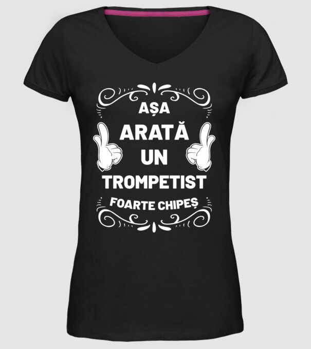 așa arată un trompetist foarte chipeș model negru pe tricou