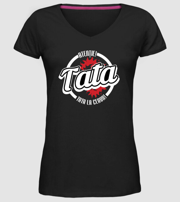 Atenție! Tata la ceaun! model negru pe tricou