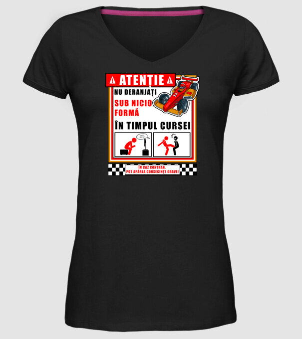 atenție model negru pe tricou