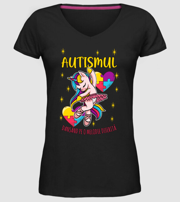 Autismul, dansând pe o melodie diferită model negru pe tricou
