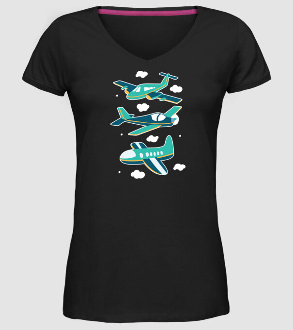 Avioane model negru pe tricou
