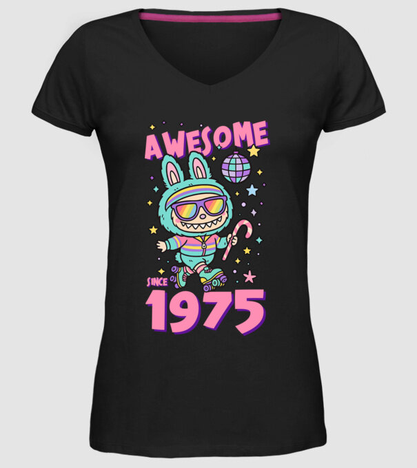 Awesome since 1975 - Labubu model negru pe tricou