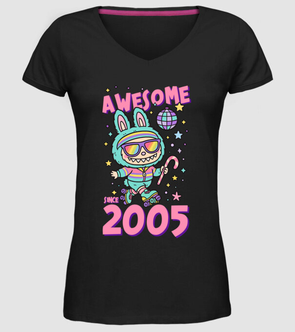 Awesome since 2005 - Labubu model negru pe tricou