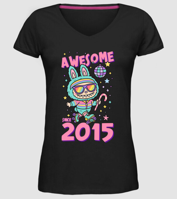 Awesome since 2015 - Labubu model negru pe tricou