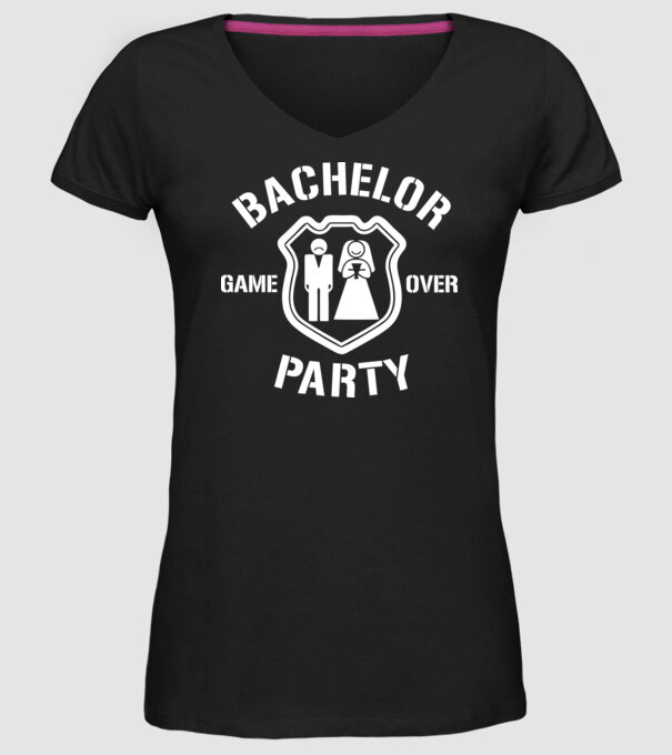 Bachelor Party Game Over model negru pe tricou