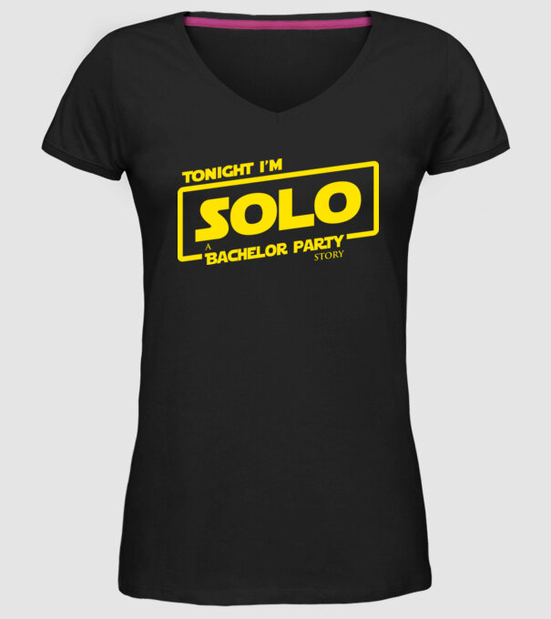 Bachelor Party Solo model negru pe tricou