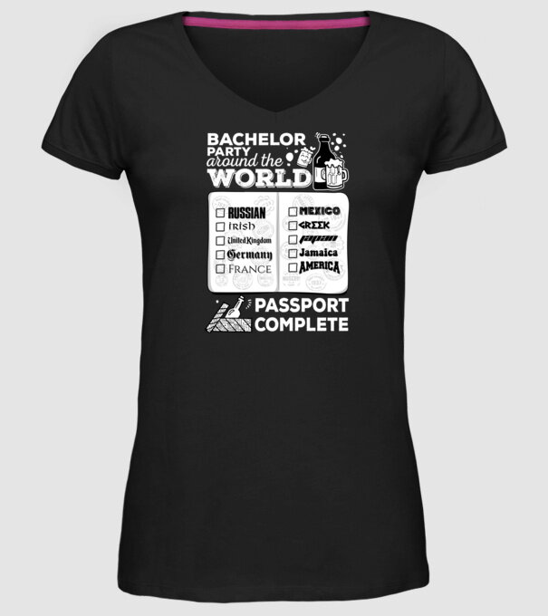 Bachelor Party World tour model negru pe tricou