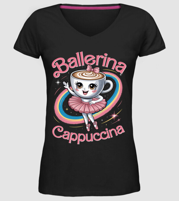 Ballerina Cappuccina model negru pe tricou