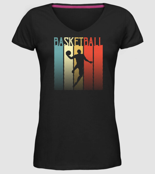 basketball vintage model negru pe tricou