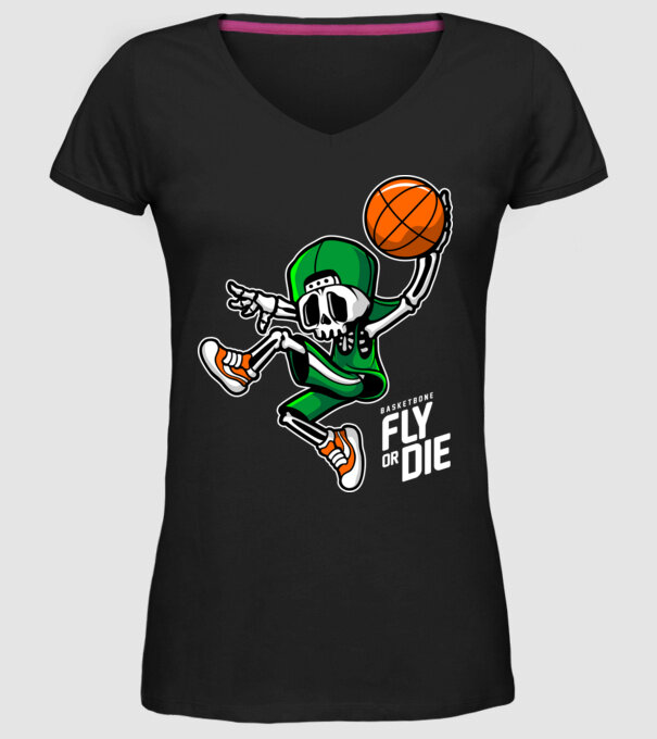 Basketbone model negru pe tricou