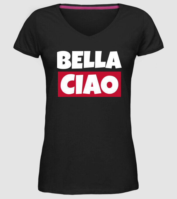 bella ciao logo model negru pe tricou