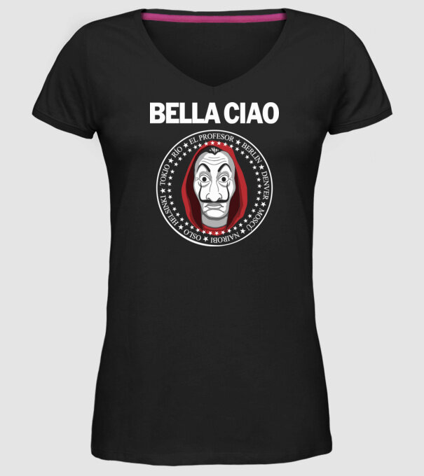 bella ciao stroke white model negru pe tricou