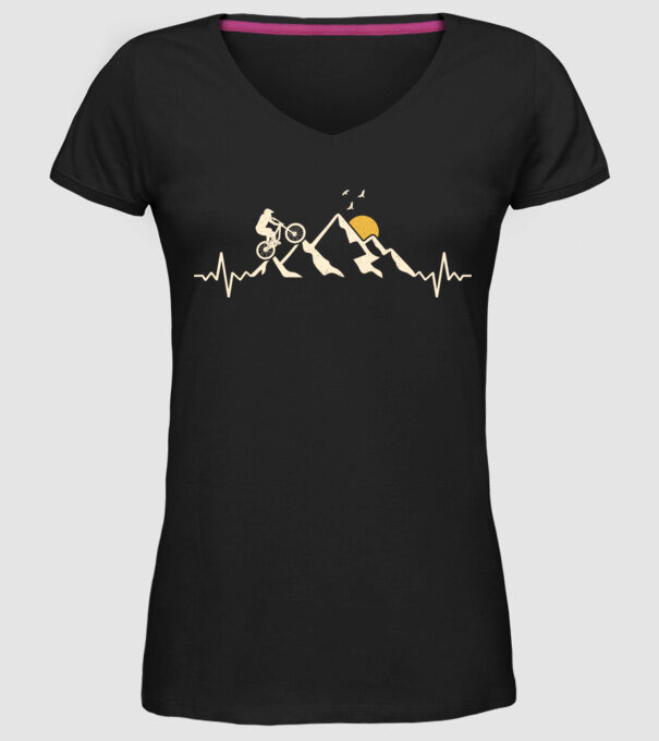 Bike heartbeat model negru pe tricou