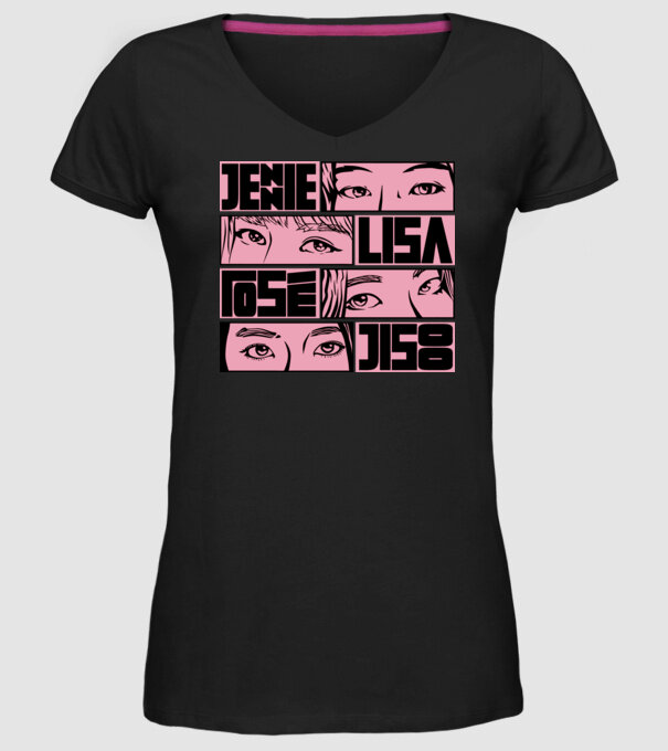 BlackPink manga model negru pe tricou