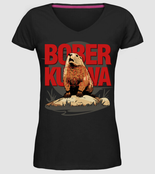 BOBER model negru pe tricou