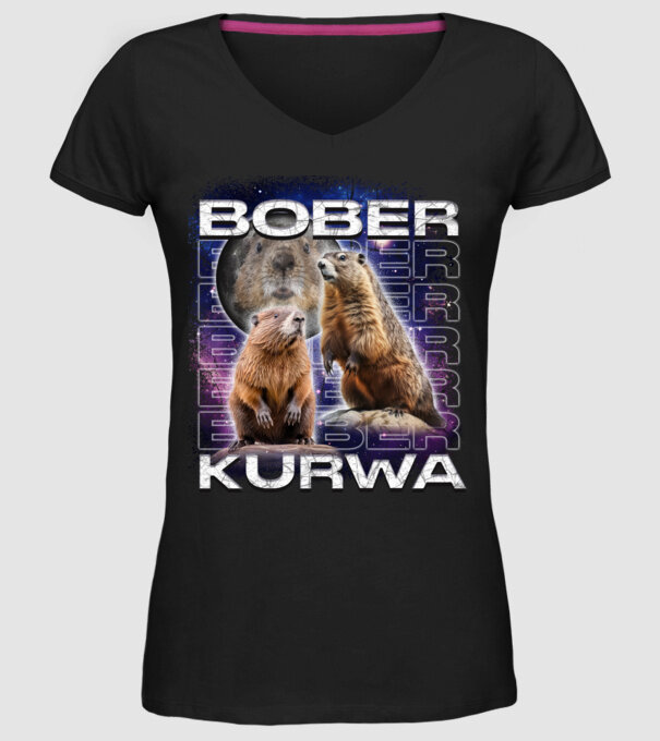 Bóber Kurwa universe model negru pe tricou