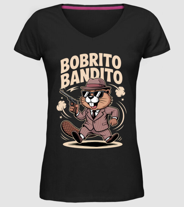 Bobrito Bandito model negru pe tricou
