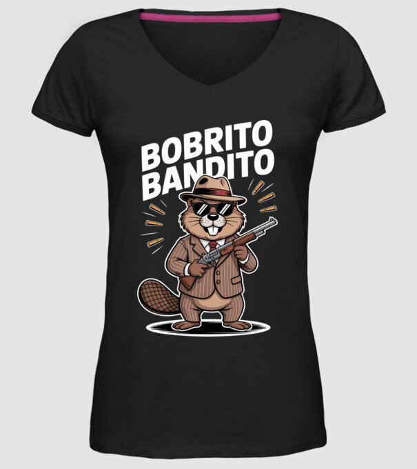 Bobrito Bandito model negru pe tricou