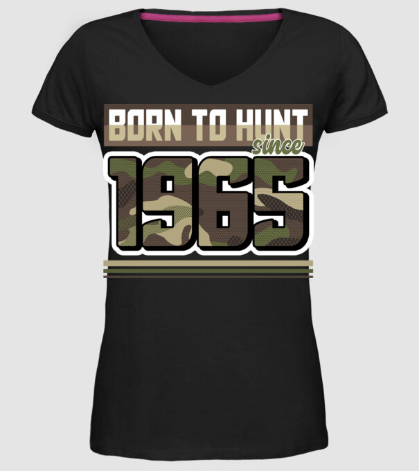 Born to hunt since 1965 model negru pe tricou