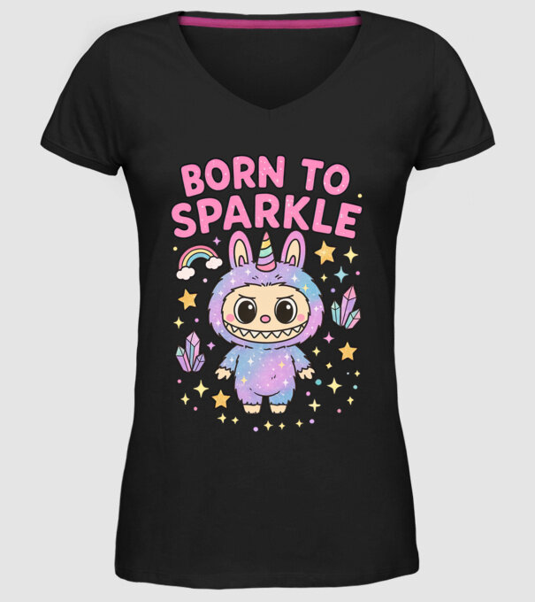 Born to sparkle model negru pe tricou