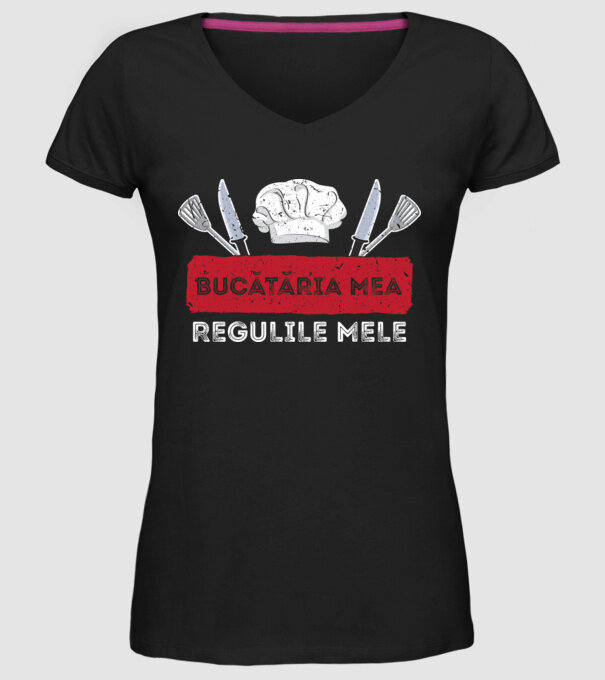 Bucătăria mea, regulile mele model negru pe tricou