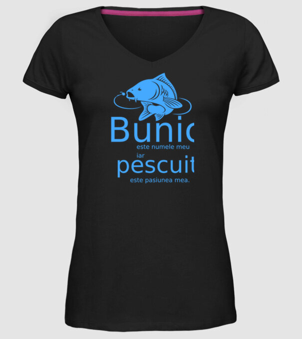 Bunic este numele meu, iar pescuitul este pasiunea mea model negru pe tricou