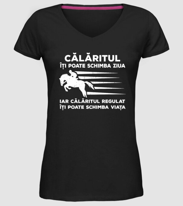 călăritul îți poate schimba ziua, iar călăritul regulat îți poate schimba viața model negru pe tricou