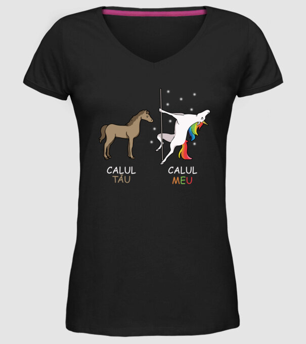 calul tău - calul meu model negru pe tricou