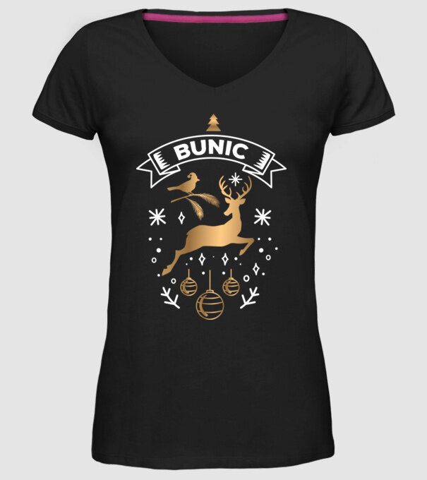bunic christmas model negru pe tricou