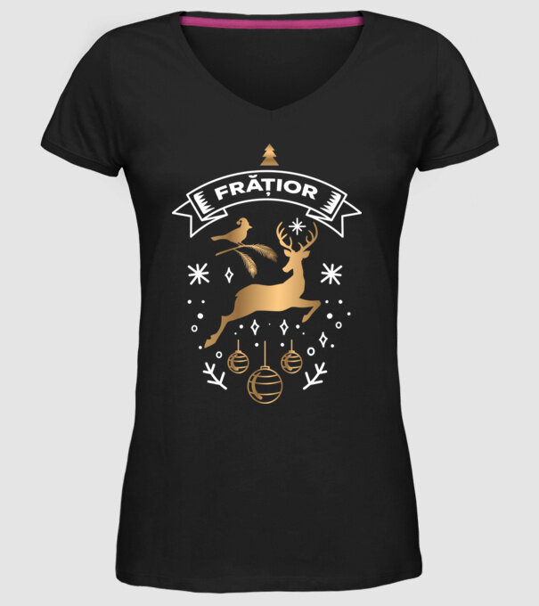 frățior christmas model negru pe tricou