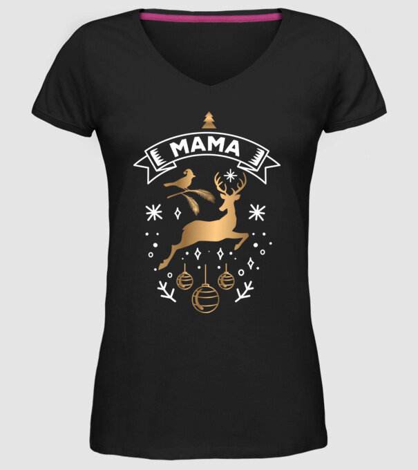 mama christmas model negru pe tricou