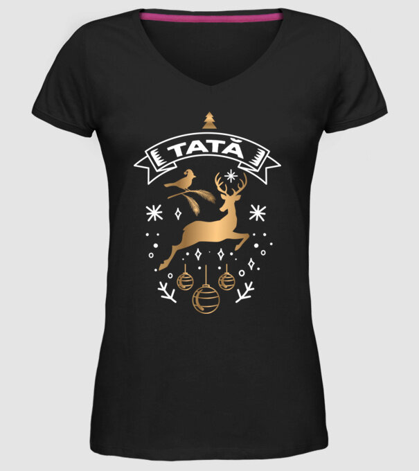 tată christmas model negru pe tricou