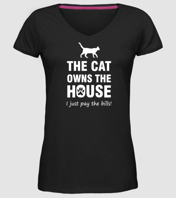 cat own model negru pe tricou