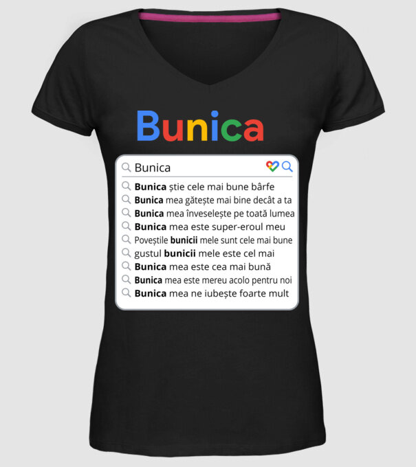 căutare Google Bunica model negru pe tricou