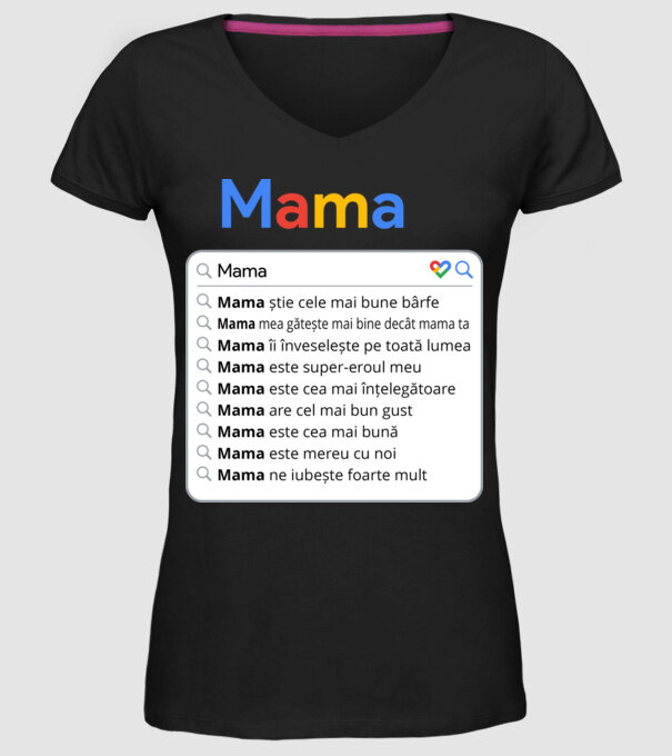 căutare Google Mama model negru pe tricou
