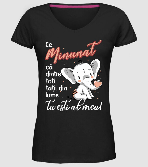 Ce minunat că dintre toți tații din lume, tu ești al meu! model negru pe tricou