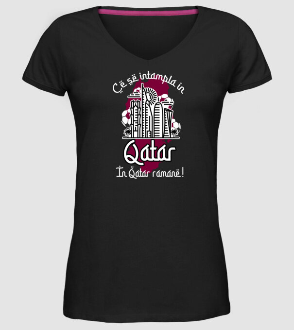 Ce se întâmplă în Katar model negru pe tricou