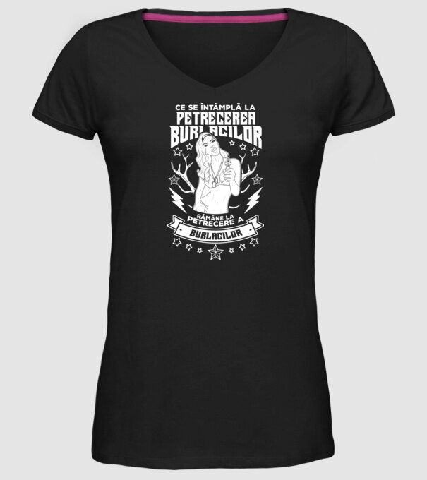 Ce se întâmplă la petrecerea burlacilor, rămâne la petrecere a burlacilor model negru pe tricou