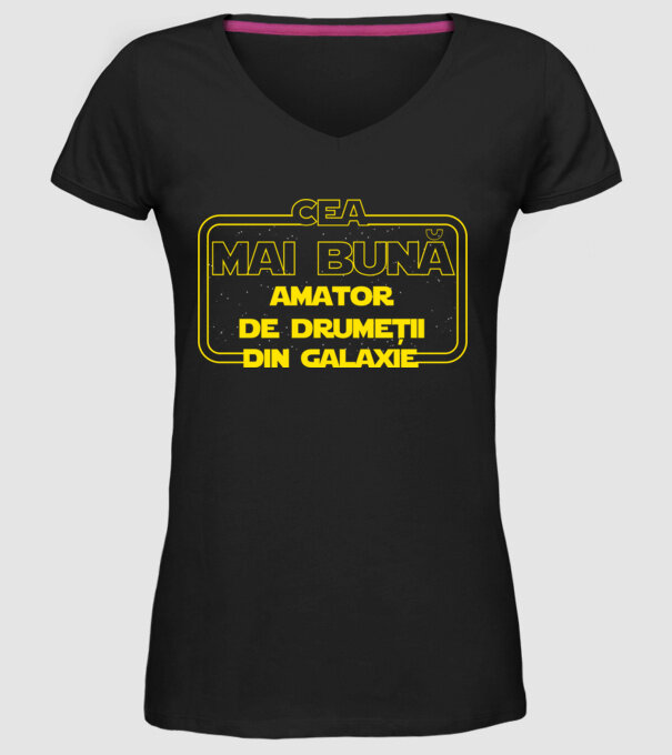 Cea mai bună amator de drumeții din galaxie model negru pe tricou
