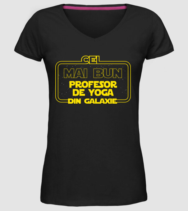 cel mai bun profesor de yoga din galaxie model negru pe tricou