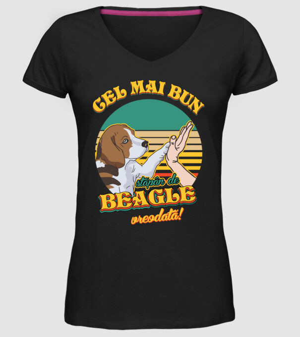 Cel mai bun stăpân de beagle vreodată! model negru pe tricou