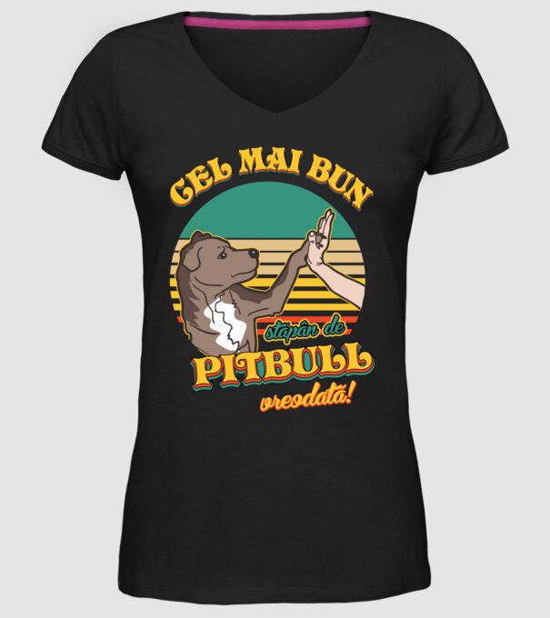 Cel mai bun stăpân de pitbull vreodată! model negru pe tricou