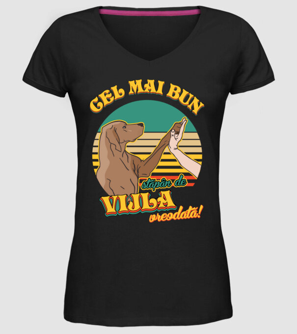Cel mai bun stăpân de vijla vreodată! model negru pe tricou