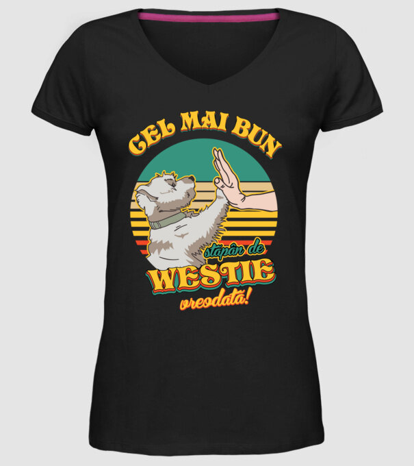 Cel mai bun stăpân de westie vreodată! model negru pe tricou